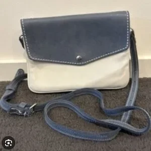 Roots | Bags | Roots Blue And Cream Small Crossbody Bag | Poshmark